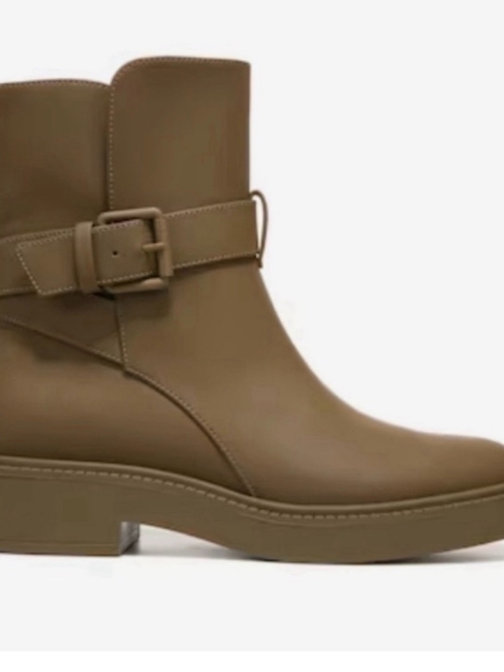 Vince Olive-Tone Ankle Boot with Buckle Strap